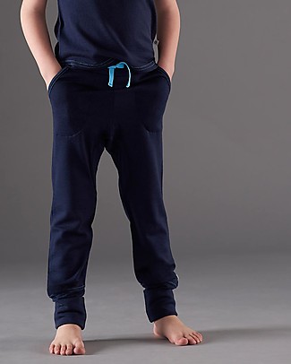 Smalls Pantalone Bambino 24/7 in 100% Lana Merino, Blu Pantaloni Lunghi