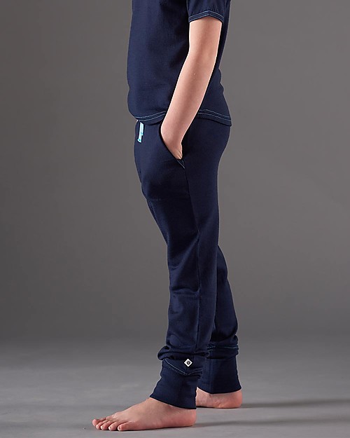 Smalls Pantalone Bambino 24/7 in 100% Lana Merino, Blu Pantaloni Lunghi