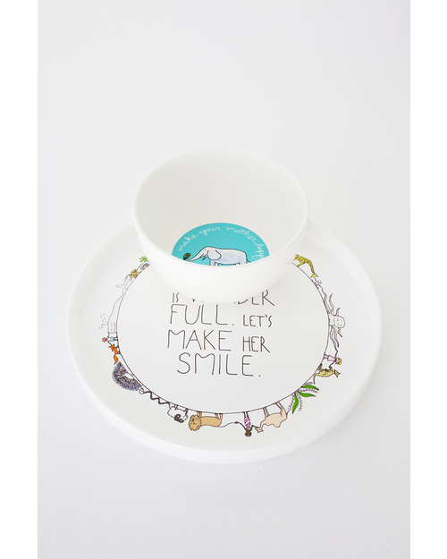 Smiling Planet Set Regalo Piatto & Ciotola Madre Terra -Plastica Super Sicura ed Ecologica! Set Pappa