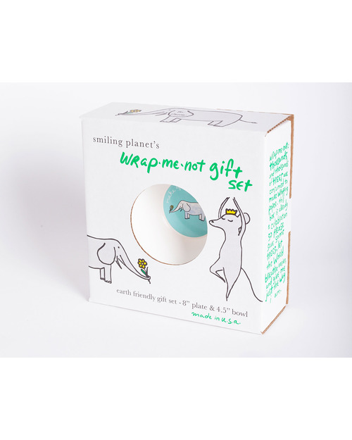 Smiling Planet Set Regalo Piatto & Ciotola Madre Terra -Plastica Super Sicura ed Ecologica! Set Pappa