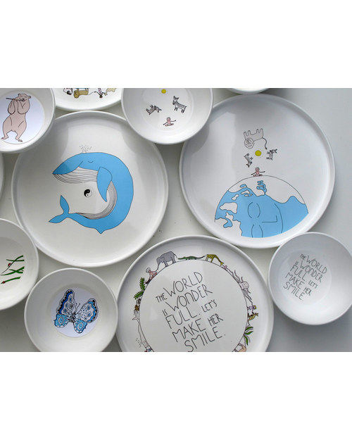 Smiling Planet Set Regalo Piatto & Ciotola Madre Terra -Plastica Super Sicura ed Ecologica! Set Pappa