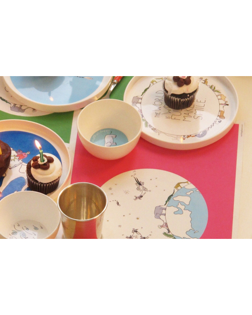 Smiling Planet Set Regalo Piatto & Ciotola Madre Terra -Plastica Super Sicura ed Ecologica! Set Pappa