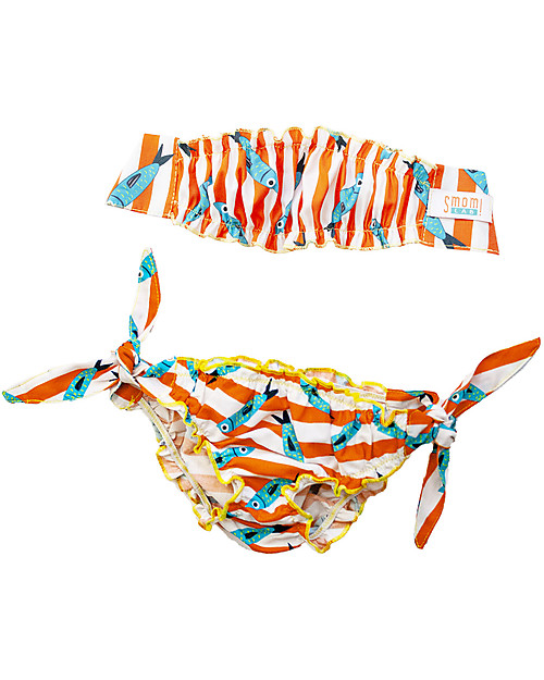 SmomLab Costume a Mutandina Arricciato Sardine - 100% Cotone Bio Costumi Due Pezzi