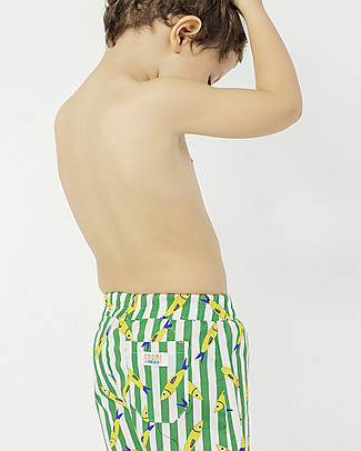 SmomLab Costume a Pantaloncino Sebastiano - Sardine Verdi - 100% Cotone bio Costumi a Pantaloncino