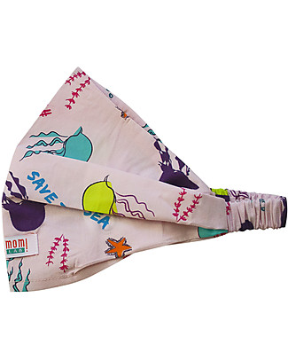 SmomLab Fascia Bandana Mare Rebecca - Meduse - 100% Cotone bio Fermacappelli