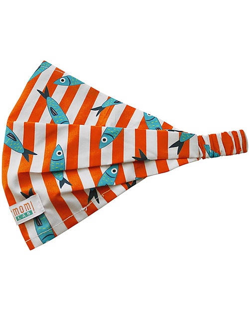 SmomLab Fascia Bandana Mare Rebecca - Sardine - 100% Cotone bio Accessori per Capelli