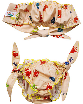 SmomLab Top Costume Bimba Granchi - 100% Cotone bio Costumi Due Pezzi