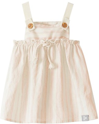 Snug Abito con Bretelle - Righe Rosa - Misto Lino e Cotone Vestiti_
