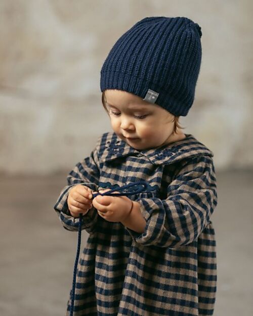 Snug Berretto Lavorato a Maglia con Pompon - Blu Navy - con Lana Merino e Cashmere Cappelli Invernali