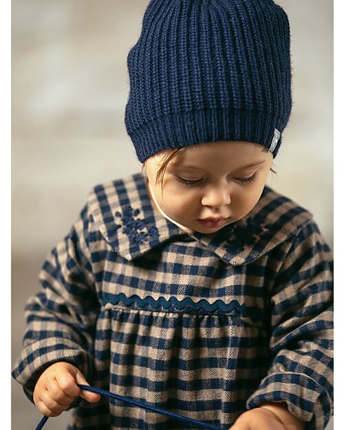 Snug Berretto Lavorato a Maglia con Pompon - Blu Navy - con Lana Merino e Cashmere Cappelli Invernali