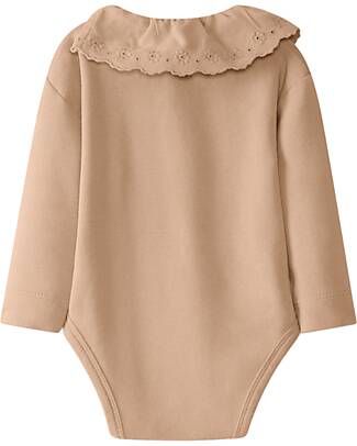 Snug Body a Maniche Lunghe con Colletto Ricamato - Naturale - Cotone Bio Body Manica Lunga