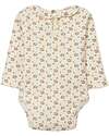 Snug Body con Colletto Arricciato e Stampa Floreale - Naturale - 97% Cotone Body Manica Lunga