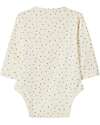 Snug Body Senza Colletto con Stelle Argento - Crema - 100% Cotone Organico Body Manica Lunga