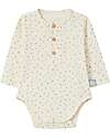 Snug Body Senza Colletto con Stelle Argento - Crema - 100% Cotone Organico Body Manica Lunga