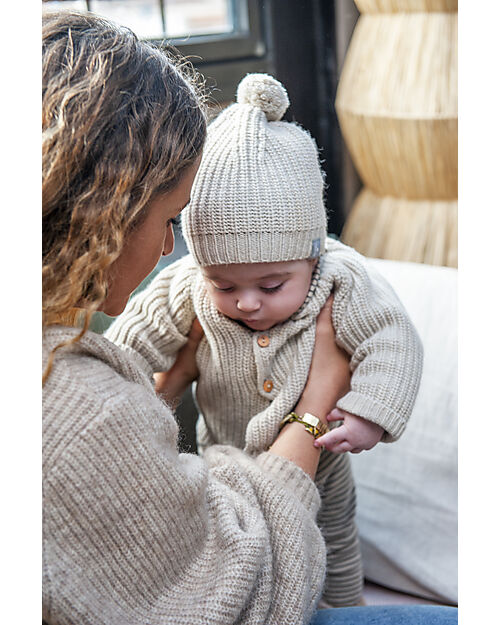 Snug Cappello Invernale in Maglia con pom-pom - Sabbia Cappelli Invernali
