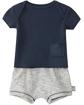 Snug Completo T-Shirt + Shorts - Righe Navy - 100% Cotone Completi e Set