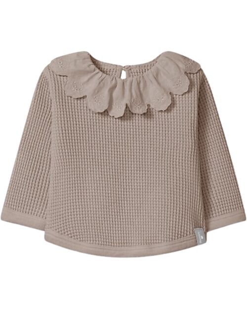 Snug Felpa a Nido d'Ape con Colletto Arricciato - Mauve - 100% Cotone Organico Felpe