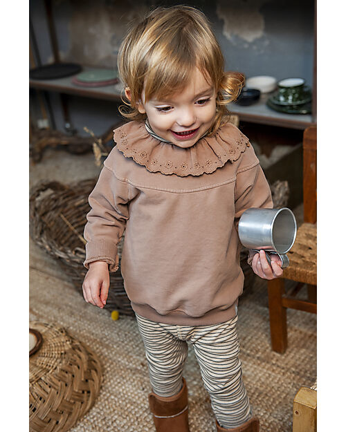 Snug Felpa con Colletto Ricamato  - Naturale -  Cotone Bio Felpe