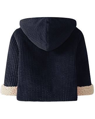 Snug Giubbotto con Cappuccio - Blu Navy - 100 % Velluto di Cotone Giacche