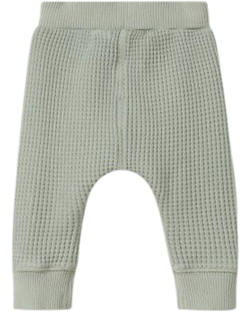 Snug Leggings a Nido d'Ape - Verde Salvia - 100% Cotone Biologico Pantaloni Lunghi
