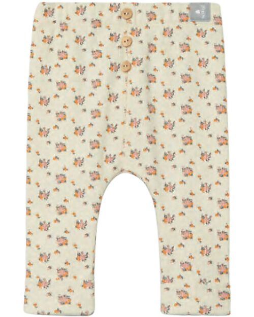 Snug Leggings con Vita Elastica e Bottoni in Legno - Stampa Floreale - con Cotone Organico Leggings