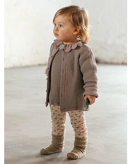Snug Leggings con Vita Elastica e Bottoni in Legno - Stampa Floreale - con Cotone Organico Leggings