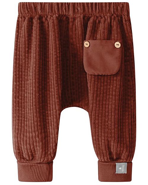 Snug Pantaloni con Tasca - Ruggine - 100% Velluto di Cotone Bio Pantaloni Lunghi