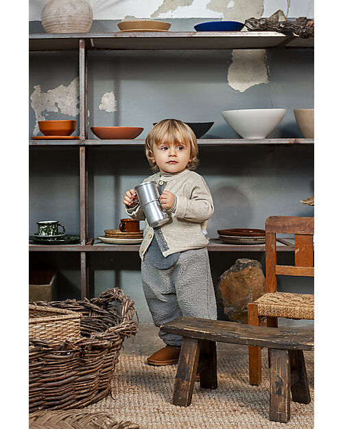 Snug Pantaloni in Pelliccia di Cotone - Grigio - Rivestimento 100% Cotone Bio - con Tasca Removibile Pantaloni Lunghi