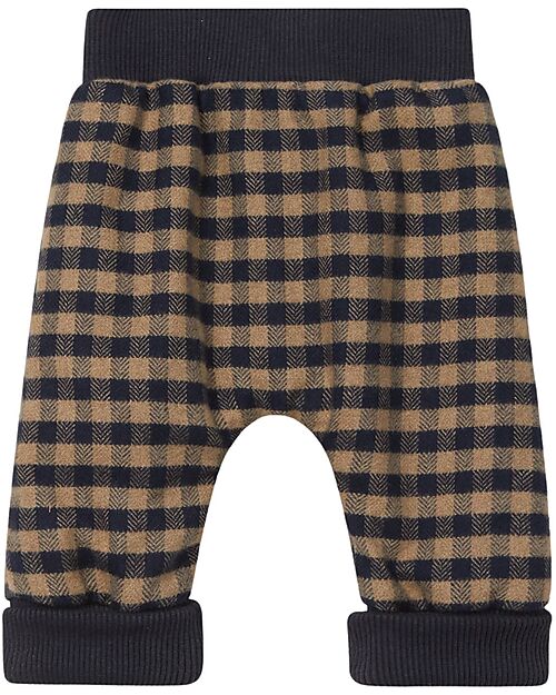 Snug Pantaloni Pull-Up in Twill a Quadri - Indigo e Marrone - 100% Cotone BCI Pantaloni Lunghi