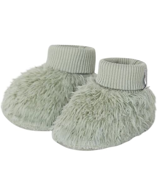 Snug Scarpine in Pelliccia con Polsino Regolabile - Verde Salvia - 100% Cotone Biologico Calzini