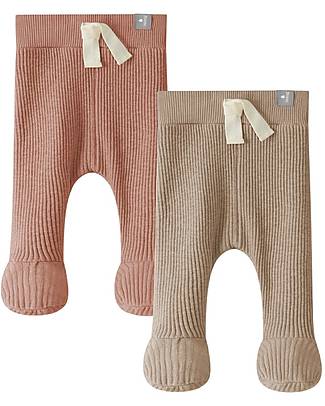 Snug Set 2 Pantaloni con Piedini - Terracotta Beige Scuro - Cotone Biologico Pantaloni Lunghi