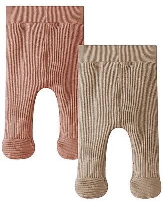 Snug Set 2 Pantaloni con Piedini - Terracotta Beige Scuro - Cotone Biologico Pantaloni Lunghi