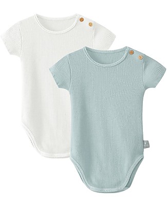 Snug Set da due Body - Pietra/Bianco - Cotone Elasticizzato Body Manica Corta