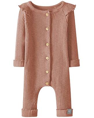 Snug Tuta Intera a Maniche Lunghe con Balze - Terracotta - Cotone Biologico Tutine Lunghe