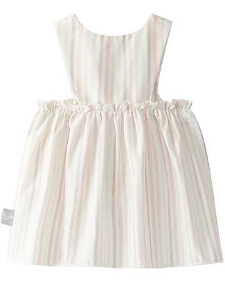 Snug Vestito Smanicato - Bianco - Righe Color Pesca - Cotone Biologico Vestiti_