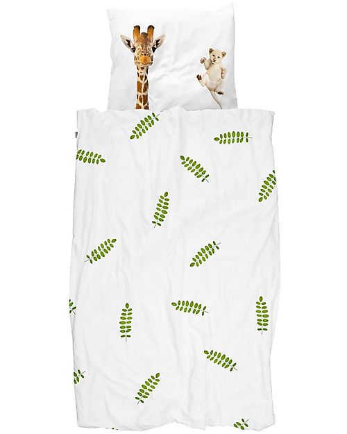 Snurk Set Copripiumino e Federa - Amici Selvaggi - Letto Singolo 140 x 200/220 cm - 100% Cotone Set Copripiumino