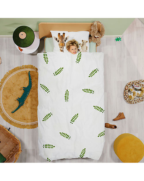 Snurk Set Copripiumino e Federa - Amici Selvaggi - Letto Singolo 140 x 200/220 cm - 100% Cotone Set Copripiumino