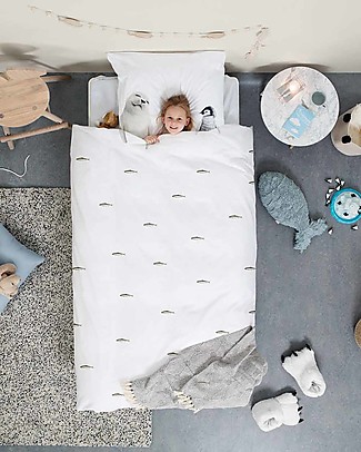 Snurk Set Copripiumino e Federa, Artic Friends- Letto Singolo 140 x 200/220 cm - 100% Cotone Copripiumino e Federe