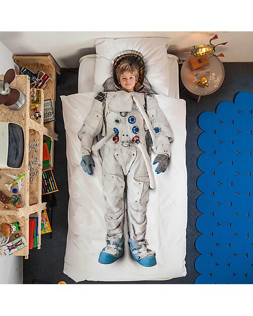 Snurk Set Copripiumino e Federa - Astronauta - Letto Singolo 155 x 220/240 cm - 100% Cotone Biologico Set Copripiumino