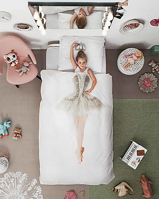 Snurk Set Copripiumino e Federa, Ballerina - Letto Singolo 140 x 200/220 cm - 100% Cotone Copripiumino e Federe