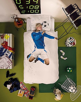 Snurk Set Copripiumino e Federa, Calciatore Azzurro - Letto Singolo 155 x 220/240 cm - 100% Cotone Set Copripiumino
