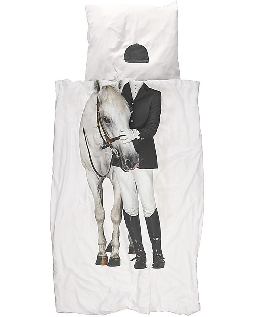 Snurk Set Copripiumino e Federa, Cavallerizza - Letto Singolo 140 x 200/220 cm - 100% Cotone Set Copripiumino