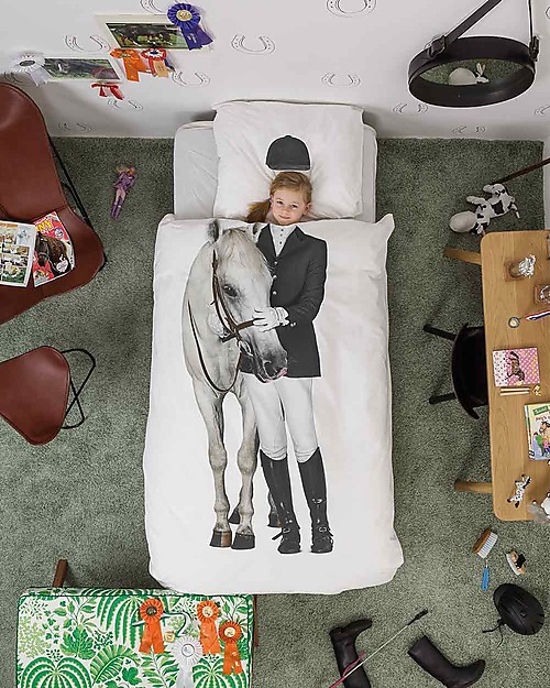 Snurk Set Copripiumino e Federa, Cavallerizza - Letto Singolo 140 x 200/220 cm - 100% Cotone Set Copripiumino