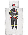 Snurk Set Copripiumino e Federa, Pompiere - Letto Singolo 140 x 200/220 cm - 100% Cotone Set Copripiumino