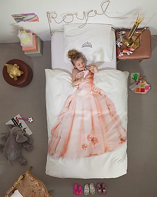 Snurk Set Copripiumino e Federa, Principessa Rosa - Letto Singolo 140 x 200/220 cm - 100% Cotone Copripiumino e Federe