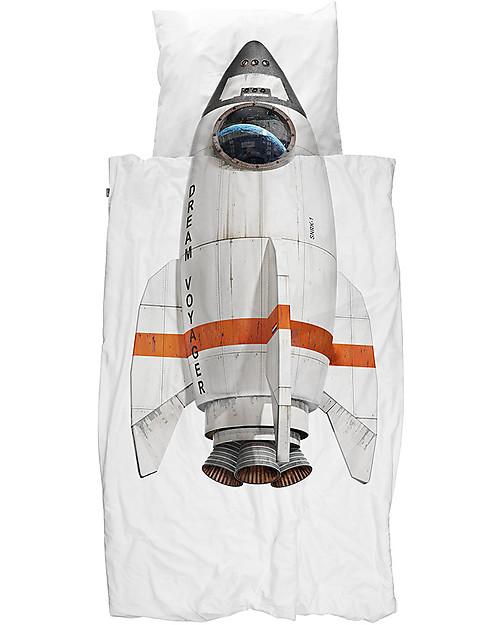 Snurk Set Copripiumino e Federa, Razzo - Letto Singolo 140 x 200/220 cm - 100% Cotone Set Copripiumino