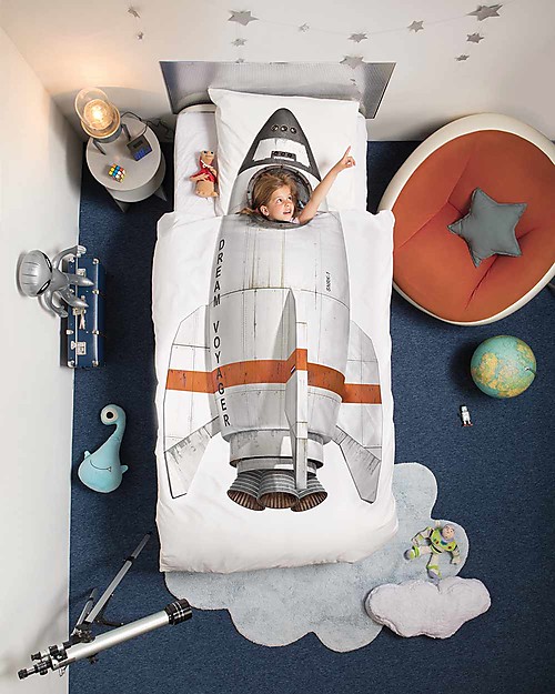 Snurk Set Copripiumino e Federa, Razzo - Letto Singolo 140 x 200/220 cm - 100% Cotone Set Copripiumino