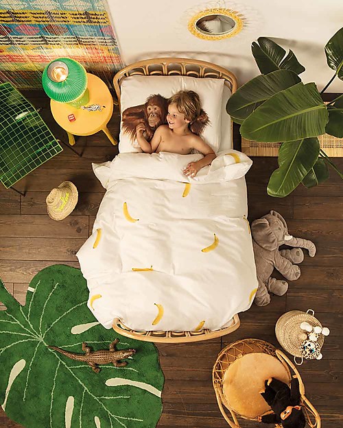 Snurk Set Copripiumino e Federa, Scimmia - Letto Singolo 140 x 200/220 cm - 100% Cotone Set Copripiumino