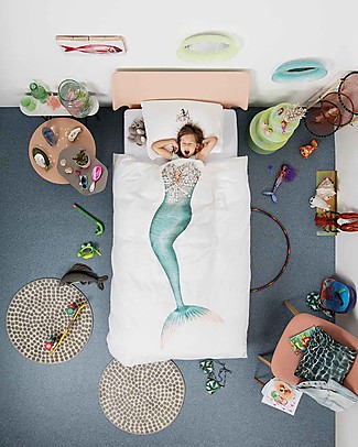Snurk Set Copripiumino e Federa, Sirena - Letto Singolo 140 x 200/220 cm - 100% Cotone Copripiumino e Federe
