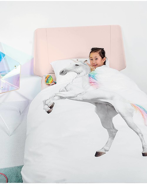 Snurk Set Copripiumino e Federa, Unicorno - Letto Singolo 140 x 200/220 cm - 100% Cotone Set Copripiumino